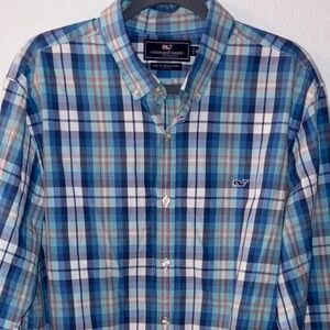 Men's Vineyeard Vines Plaid Shirt Slim Fit Whale Shirt size XL